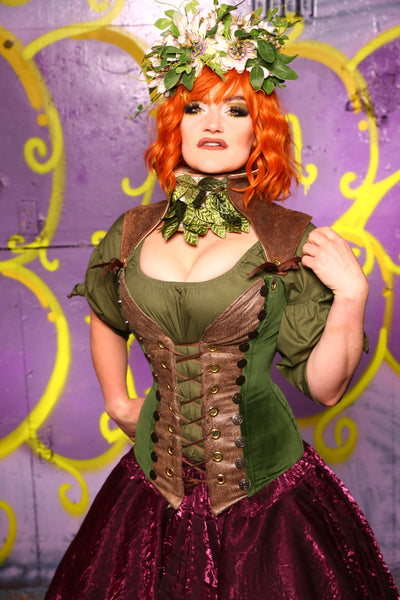 Buccaneer Corset Green Velvet #6 - Moss & Maple Collection