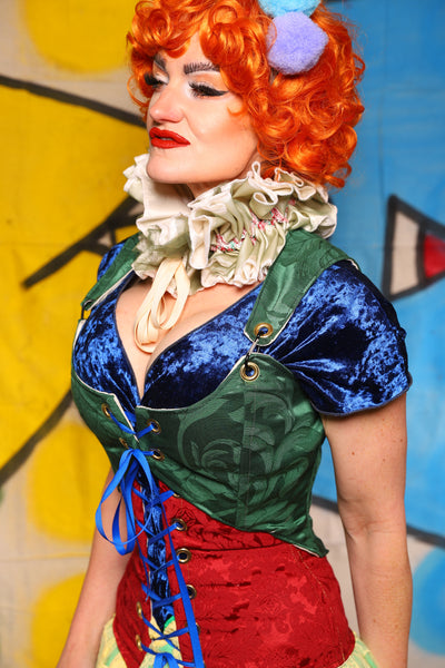 Cropped Marie Bodice in  Shamrock Damask *PLEASE order by BUST Measurement, NOT waist!* -The Clowning Around Collection