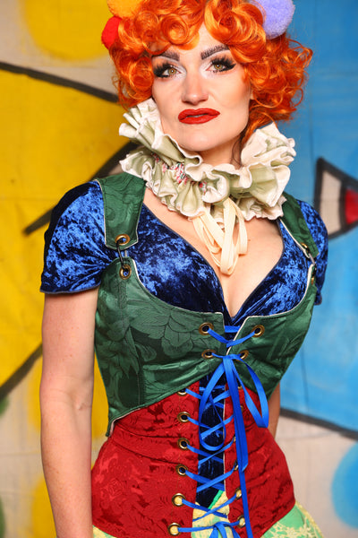Cropped Marie Bodice in  Shamrock Damask *PLEASE order by BUST Measurement, NOT waist!* -The Clowning Around Collection