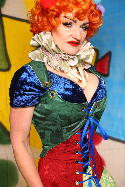 Cropped Marie Bodice in  Shamrock Damask *PLEASE order by BUST Measurement, NOT waist!* -The Clowning Around Collection