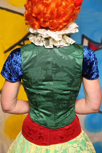 Cropped Marie Bodice in  Shamrock Damask *PLEASE order by BUST Measurement, NOT waist!* -The Clowning Around Collection