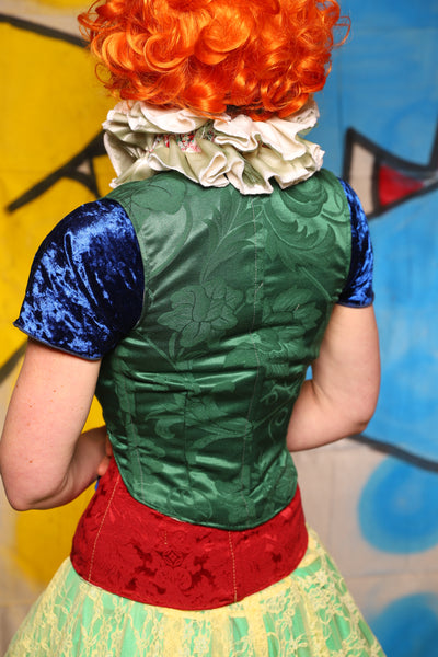 Cropped Marie Bodice in  Shamrock Damask *PLEASE order by BUST Measurement, NOT waist!* -The Clowning Around Collection