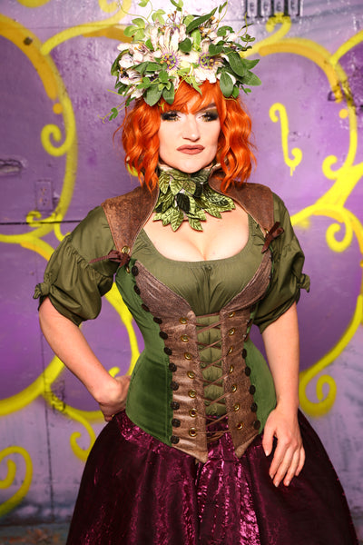 Buccaneer Corset Green Velvet #6 - Moss & Maple Collection