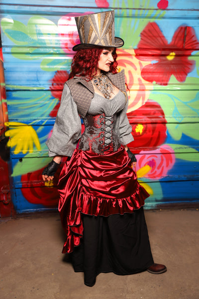 Swoon Skirt w/ruffle in Garnet Satin - Day 18 of "Celebrating 22 Years of Damsel"