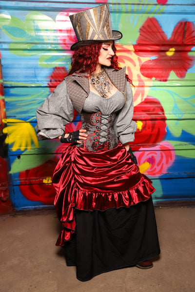 Swoon Skirt w/ruffle in Garnet Satin - Day 18 of "Celebrating 22 Years of Damsel"