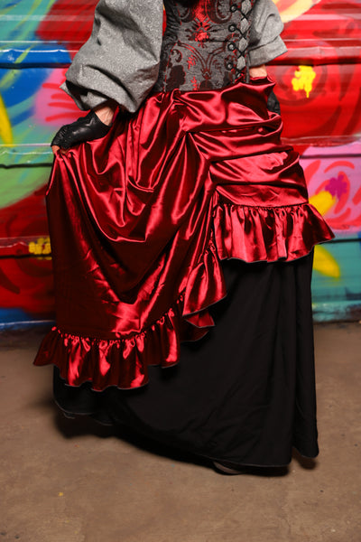 Swoon Skirt w/ruffle in Garnet Satin - Day 18 of "Celebrating 22 Years of Damsel"