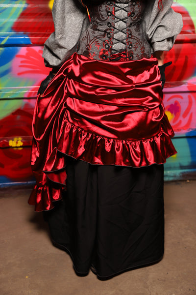 Swoon Skirt w/ruffle in Garnet Satin - Day 18 of "Celebrating 22 Years of Damsel"