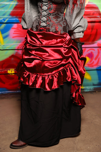 Swoon Skirt w/ruffle in Garnet Satin - Day 18 of "Celebrating 22 Years of Damsel"