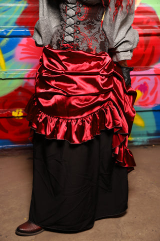 Swoon Skirt w/ruffle in Garnet Satin - Day 18 of "Celebrating 22 Years of Damsel"