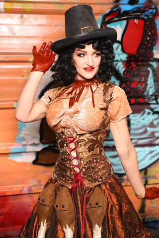 Petite Vixen Corset Brown Ornate Paisley -Turkey Day 2025