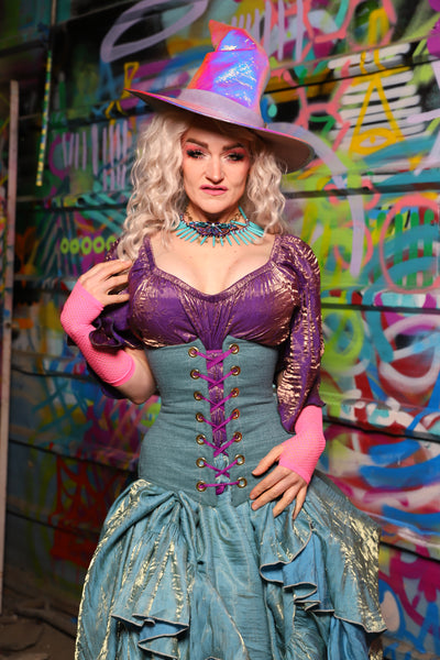 44. Wench Underbust Corset in Lagoon Spell Upholstery - The Feylustrium Collection