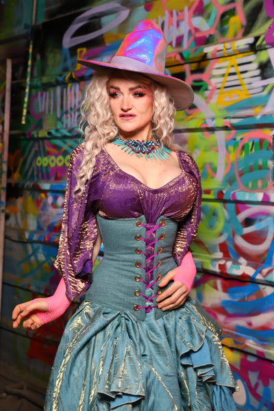 44. Wench Underbust Corset in Lagoon Spell Upholstery - The Feylustrium Collection