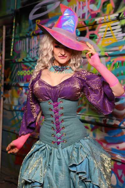 44. Wench Underbust Corset in Lagoon Spell Upholstery - The Feylustrium Collection