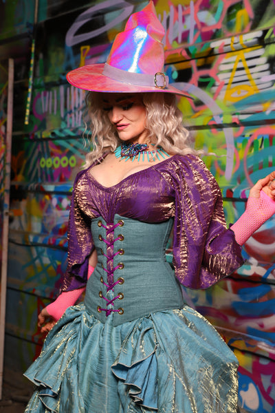 44. Wench Underbust Corset in Lagoon Spell Upholstery - The Feylustrium Collection