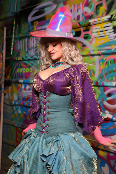 44. Wench Underbust Corset in Lagoon Spell Upholstery - The Feylustrium Collection