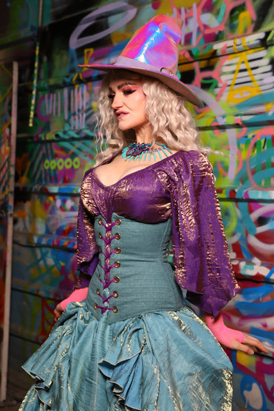 44. Wench Underbust Corset in Lagoon Spell Upholstery - The Feylustrium Collection