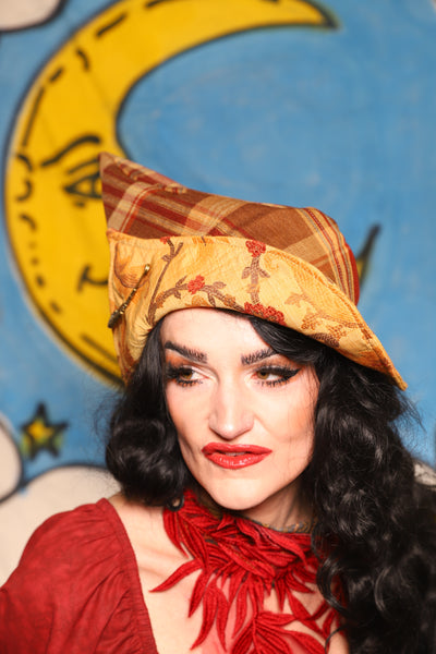 Crooked Point Hat in Fall Plaid - The Goldenberry Collection