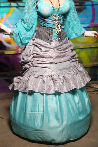 63. Swoon Skirt w/Ruffle in White Silver Pintuck - The "Love at Frost Sight" Collection