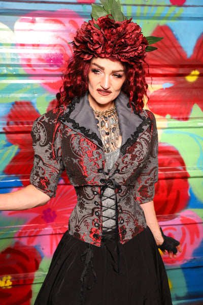 Detachable Elbow Demure Puff Sleeve in Bloodstone Medallion - Day 18 of "Celebrating 22 Years of Damsel"