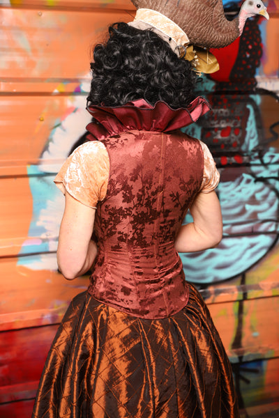 Petite Courtier Corset w/Double Ruffles in Cranberry Log - Turkey Day 2025