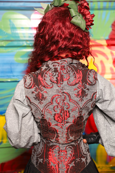 Wren Overbust Vest *NO TAIL* in Bloodstone Medallion - Day 18 of "Celebrating 22 Years of Damsel"