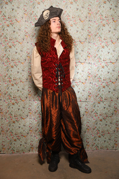 51. Men's Vest in Crimson Diamond Upholstery - March of the Ides Collection