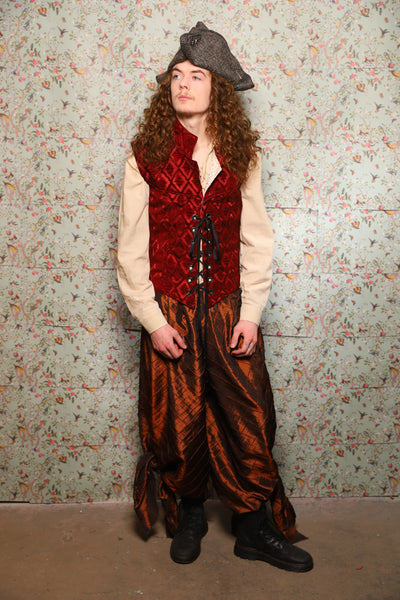 51. Men's Vest in Crimson Diamond Upholstery - March of the Ides Collection