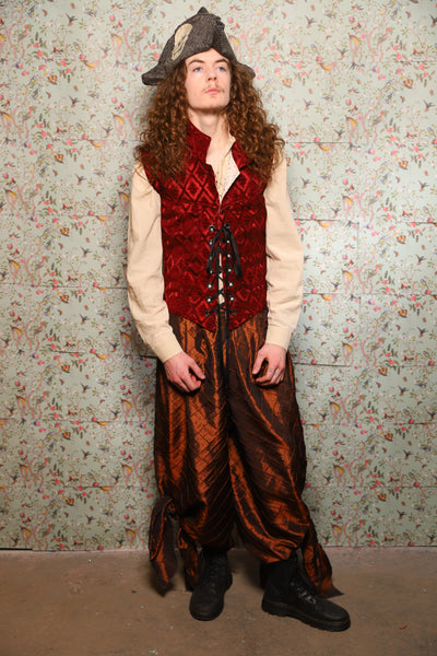 51. Men's Vest in Crimson Diamond Upholstery - March of the Ides Collection