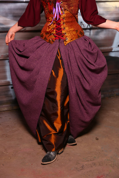 Split Front Overskirt in Rustic Plum Tart - The Sanderson Sisters Collection