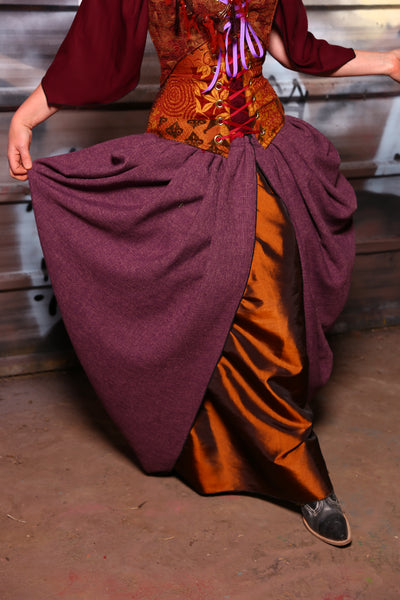 Split Front Overskirt in Rustic Plum Tart - The Sanderson Sisters Collection
