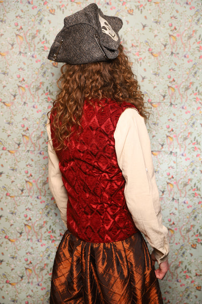 51. Men's Vest in Crimson Diamond Upholstery - March of the Ides Collection