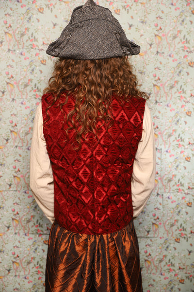 51. Men's Vest in Crimson Diamond Upholstery - March of the Ides Collection