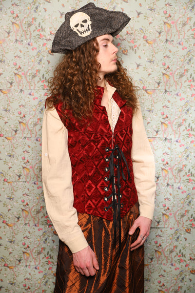 51. Men's Vest in Crimson Diamond Upholstery - March of the Ides Collection