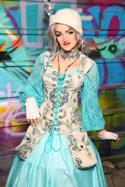 01. Aurora Corset w/Matching Straps in Dewflower - The "Love at Frost Sight" Collection