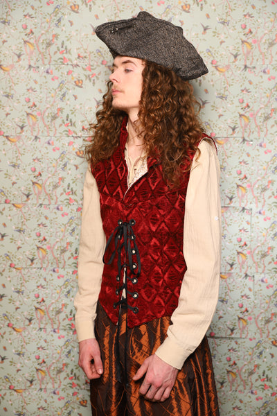 51. Men's Vest in Crimson Diamond Upholstery - March of the Ides Collection