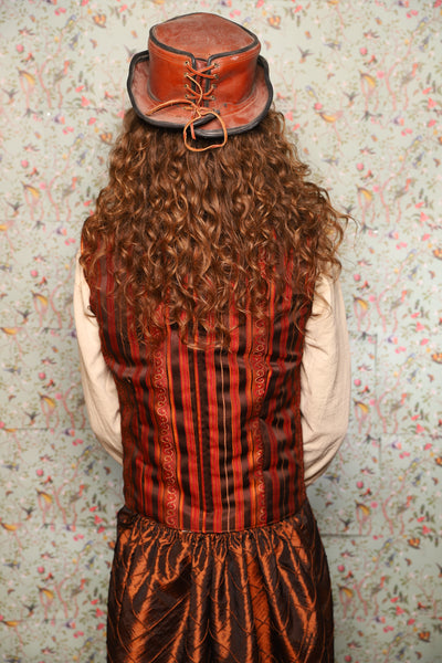 50. Men's Vest in Rust & Rum Stripe - March of the Ides Collection