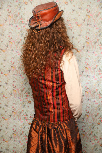 50. Men's Vest in Rust & Rum Stripe - March of the Ides Collection