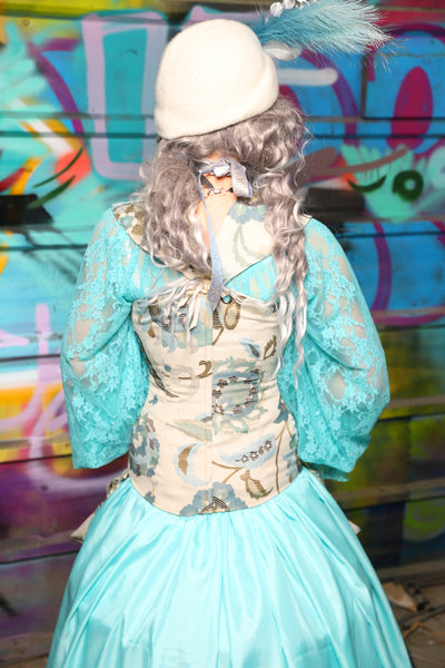 01. Aurora Corset w/Matching Straps in Dewflower - The "Love at Frost Sight" Collection