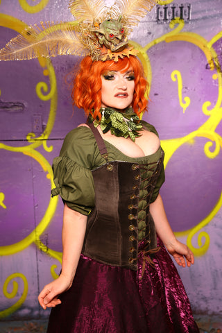 Aurora Corset in Smoke Velvet #4 - Moss & Maple Collection