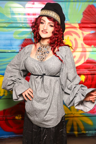 Classic Blouse w/Super Long Sleeve Blouse in Fogbound Swirl Cotton - Day 17 of "Celebrating 22 Years of Damsel"