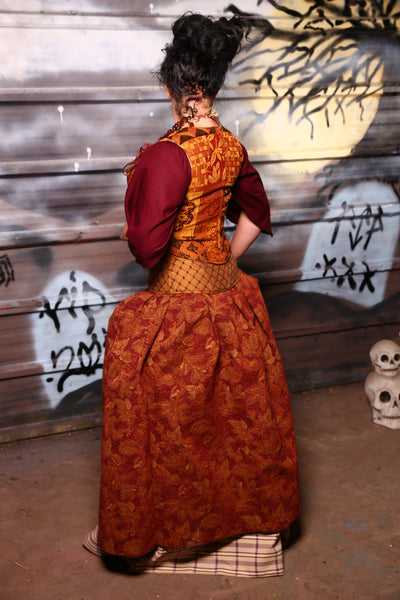 Queenie Split Front Overskirt w/ Big Pocket in Leaf Pile - The Sanderson Sisters Collection