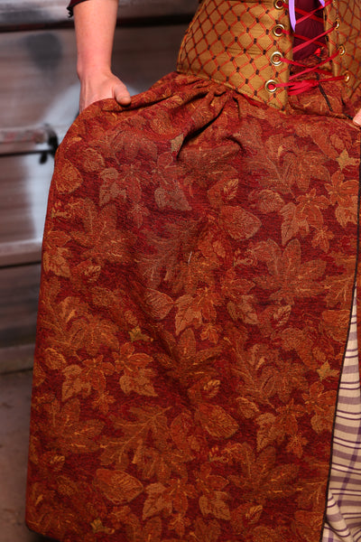 Queenie Split Front Overskirt w/ Big Pocket in Leaf Pile - The Sanderson Sisters Collection