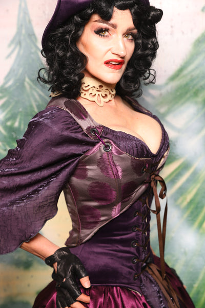 Cropped Marie in Purple Metallic Dot *PLEASE order by BUST Measurement, NOT waist!* - Day 7 of 12 Days of Christmas