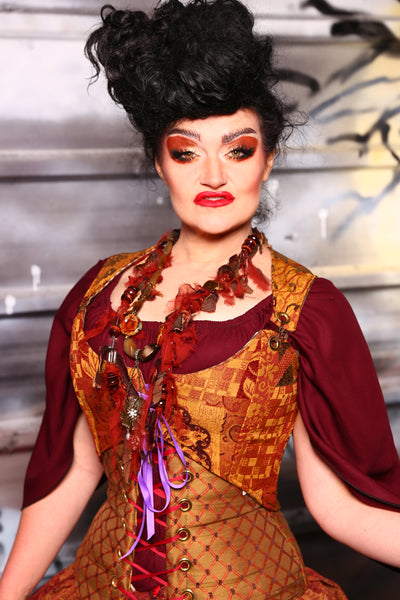 Cropped Marie Bodice in  Swirly Leaves Patchwork - The Sanderson Sisters Collection