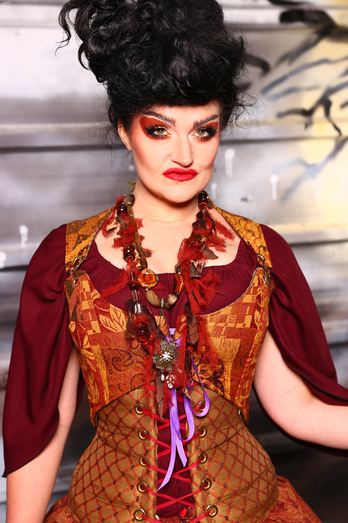 Cropped Marie Bodice in  Swirly Leaves Patchwork - The Sanderson Sisters Collection