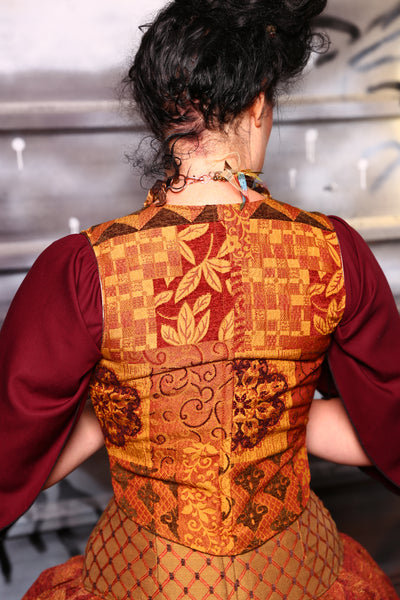 Cropped Marie Bodice in  Swirly Leaves Patchwork - The Sanderson Sisters Collection