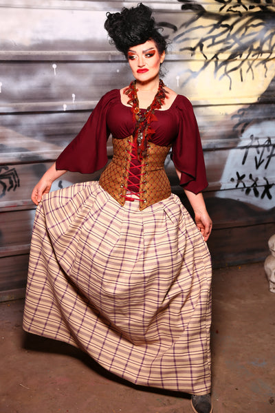 Tulip Skirt in Cream and Purple Plaid - The Sanderson Sisters Collection