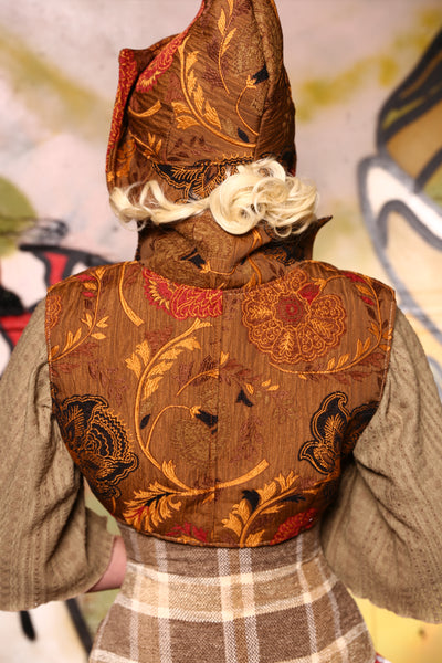 $50 BIN SALE- 21-Lapel Collar Vest in Cedar Wood Floral - The Gnomenclature Collection
