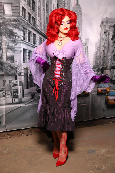 Stagecoach w/Long Ruffle Skirt in Ripple Dark Purple #78 - The "Menis to Sasiete" Collection