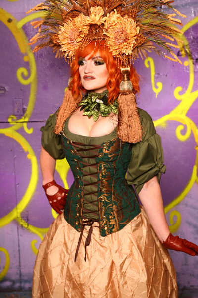 Aurora Corset in Emerald & Gold Medallion #1 - Moss & Maple Collection